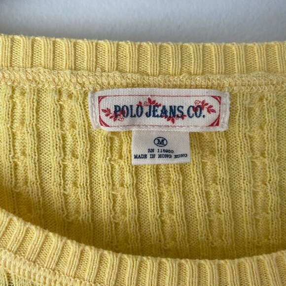 Polo Jeans 100% Cotton Y2K Womens Lightweight Sweater Butter Yellow Size M - Picture 4 of 8